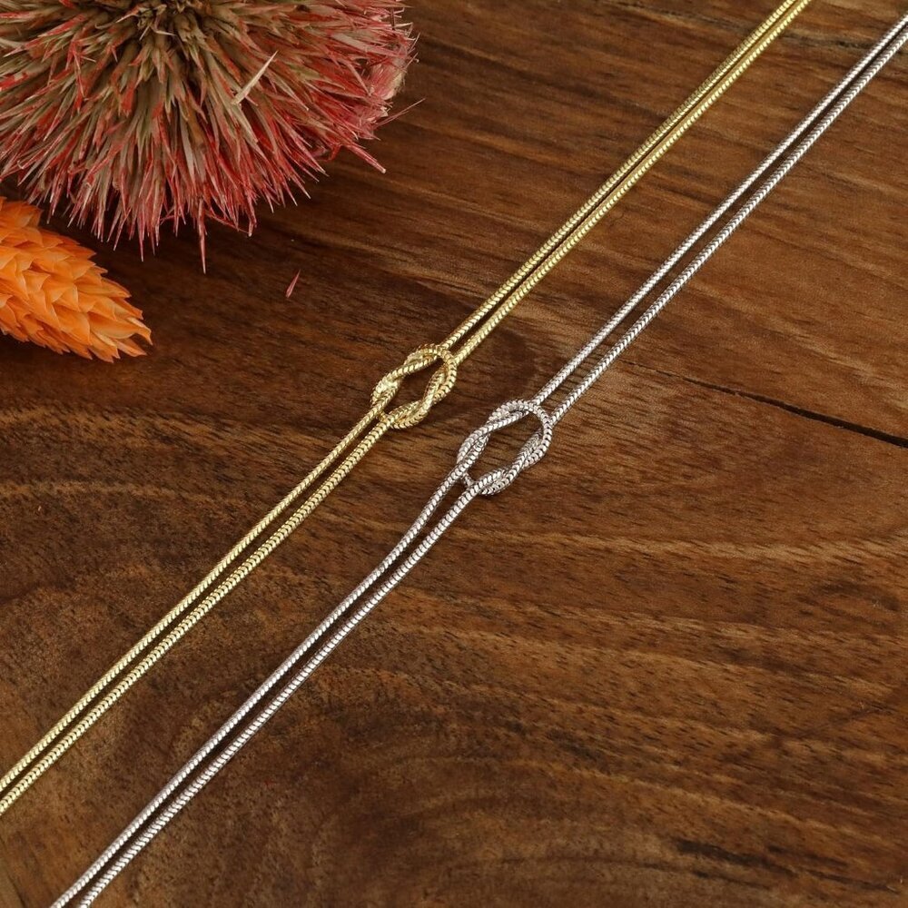 Matching Couple Bracelets Gold & Silver Stainless Steel Love Knot Jewelry - Picture 7 of 8